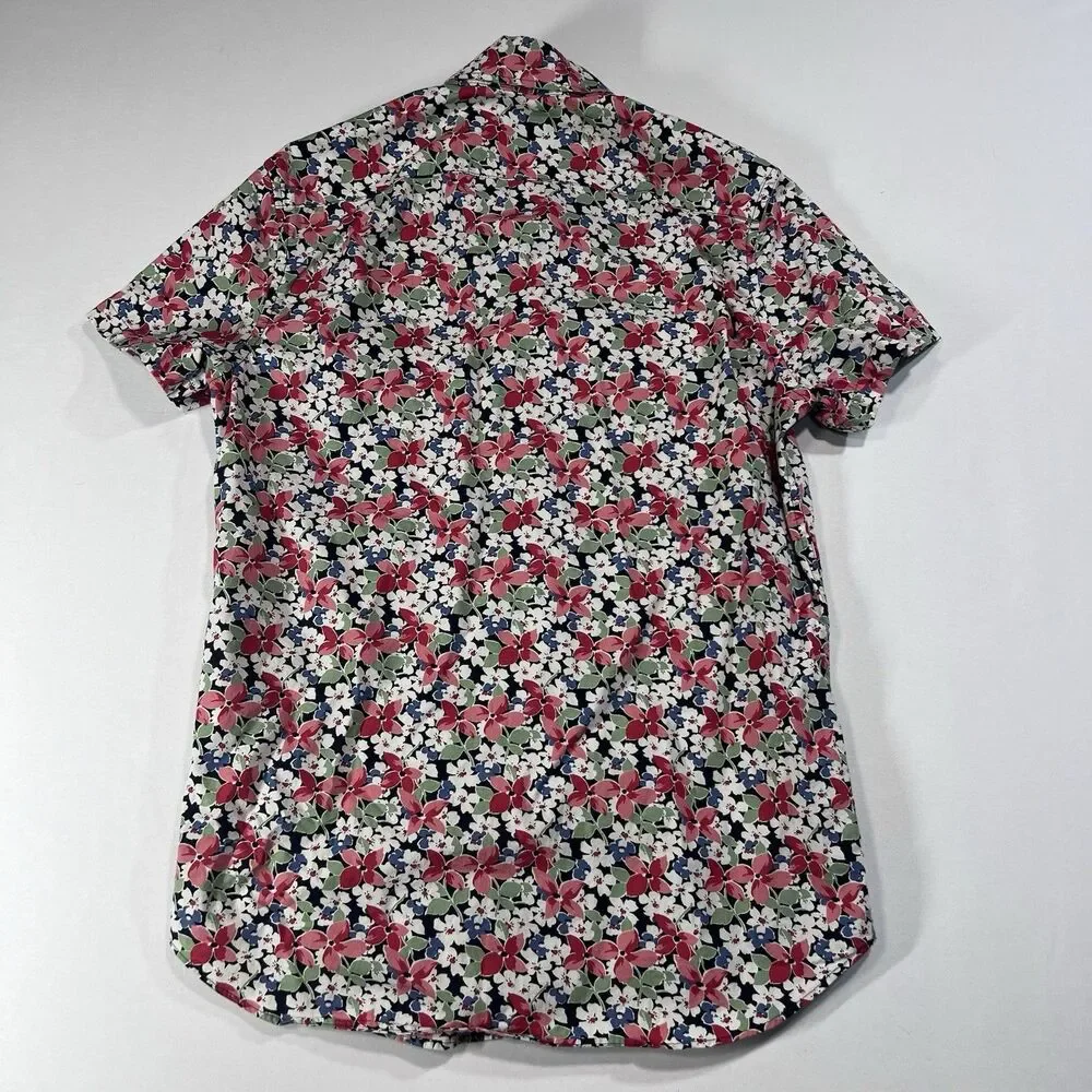 J.CREW Men's Slim Flex Washed Short Sleeve Allover Floral Print Shirt Size S